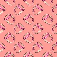 Pink cup, seamless pattern on pink background. vector