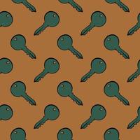 Green key, seamless pattern on orange  background. vector