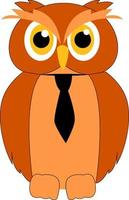 A green owl, vector or color illustration.