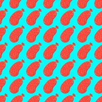 Sausage pattern, seamless pattern on blue background. vector