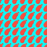 Sausage pattern, seamless pattern on blue background. vector