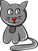 Grey cat, illustration, vector on white background