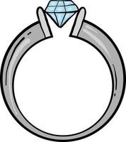 White gold ring, illustration, vector on white background.