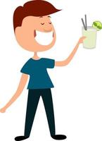 Man with mojito, illustration, vector on white background