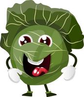 Happy cabbage, illustration, vector on white background.