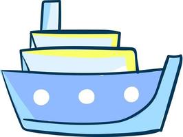 Blue big ship, illustration, vector on white background.