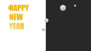 2023 of template white sphere background. Firework 2023 happy New Year dark night sky background with decoration white sphere on black and white on cover.  winter season and Happy new Year. intro video