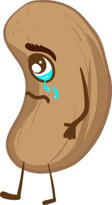 Crying cashew, illustration, vector on white background