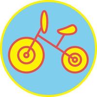 Bebé bicicleta amarilla, ilustración, vector sobre fondo blanco.