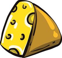 Small piece of cheese, illustration, vector on a white background.