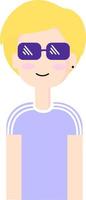Boy with sunglasses, illustration, vector on white background.