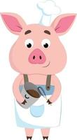 A happy chef pig, vector or color illustration.