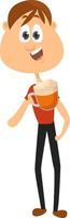 Funny guy drinking beer, illustration, vector on white background.