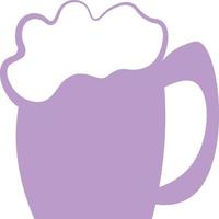 Beer in a purple glass, icon illustration, vector on white background