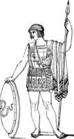 Greek soldier, vintage illustration. vector