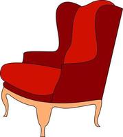 Red armchair, illustration, vector on white background.