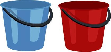 Two buckets, illustration, vector on white background
