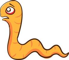 Yellow scared worm, illustration, vector on white background.