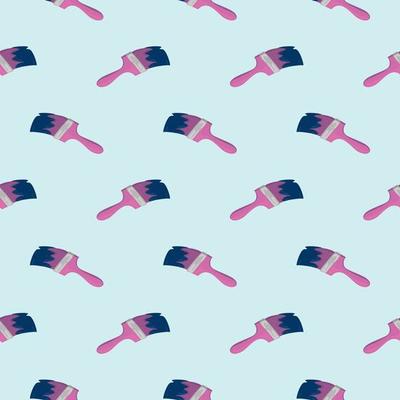 Purple brushes,seamless pattern on light blue background.