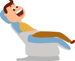 Man on dentist chair , illustration, vector on white background