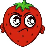 Scared strawberry , illustration, vector on white background