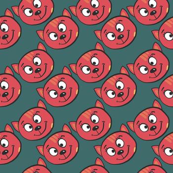 Cat pattern, seamless pattern on dark background. vector