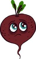 Sad beet, illustration, vector on white background