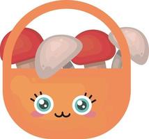 Basket full of mushrooms,illustration,vector on white background vector