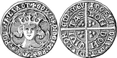 moneda medieval, ilustración vintage vector