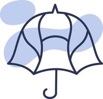 Umbrella with lines on top, illustration, vector on a white background.