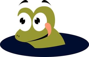 Green frog, illustration, vector on white background.