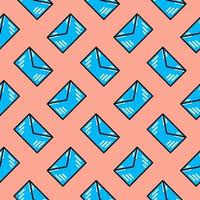 Blue envelope ,seamless pattern on orange background. vector