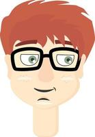 Boy with glasses, illustration, vector on white background.
