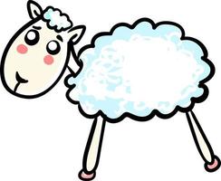 Sad little sheep, illustration, vector on white background.