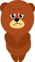 Sad little bear, illustration, vector on white background.