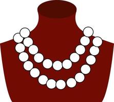 Pearl necklace, illustration, vector on white background.