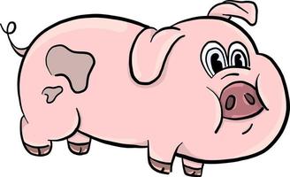 cerdo gordo, ilustración, vector sobre fondo blanco