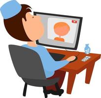 Tele medicine, illustration, vector on white background