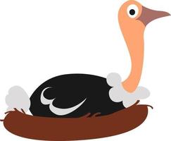 Ostrich in its nest ,illustration,vector on white background vector