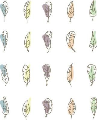Colorful feathers, illustration, vector on a white background.