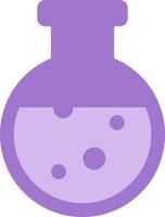 Purple round science bottle, illustration, vector on a white background.