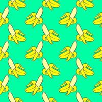 Delicious banana, seamless pattern on mint green background. vector