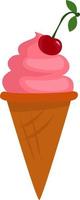 Cherry ice cream, illustration, vector on white background.