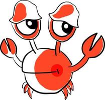 Red crab drawing, illustration, vector on white background.