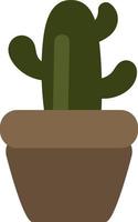 Big cactus in brown pot, illustration, on a white background. vector