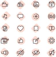 Social media icon pack, illustration, vector on a white background.