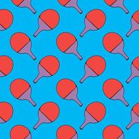 Red table racket , seamless pattern on a blue background. vector