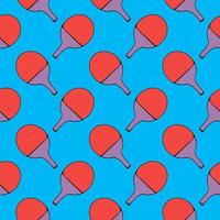 Red table racket , seamless pattern on a blue background. vector