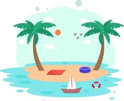 Small beach ,illustration, vector on white background.