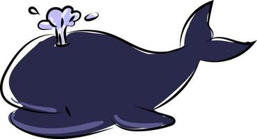 Blue big whale, illustration, vector on white background.